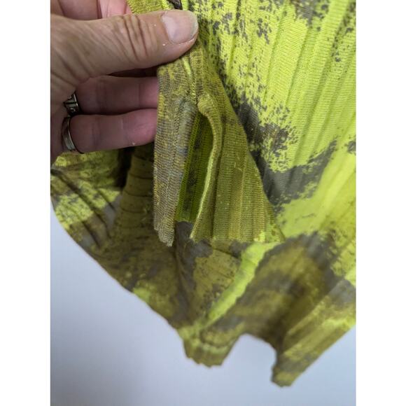 Mansted Rib Knit Long Cardigan or Sweater Dress Green Abstract Print Cotton M - Picture 5 of 9